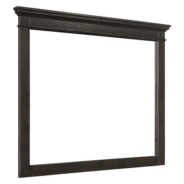 Benjara 1.75 in. x 34.75 in. Rectangular Wooden Frame Gray Dresser Mirror