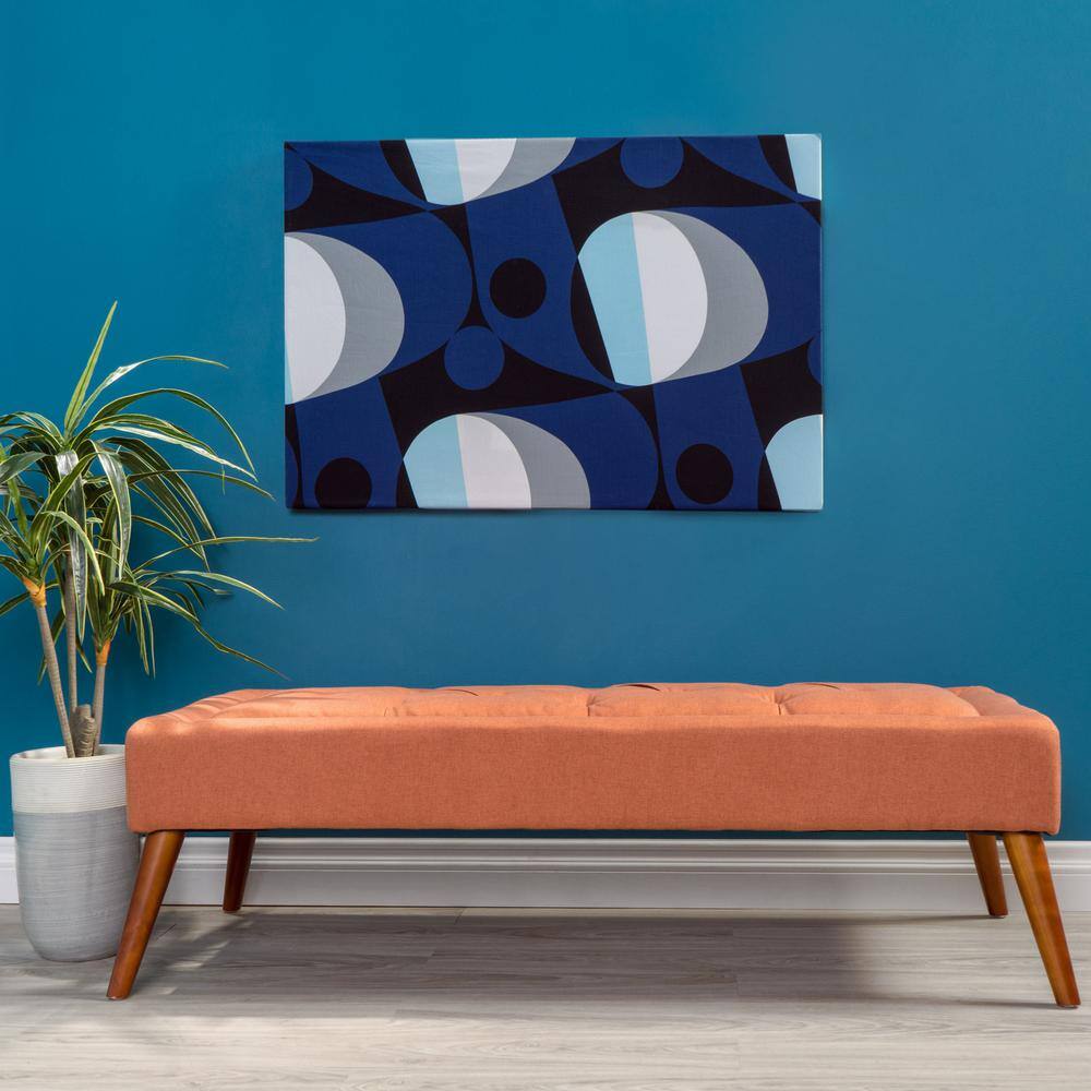 Mid-Century Modern Orange Tufted Rectangular Accent Ottoman