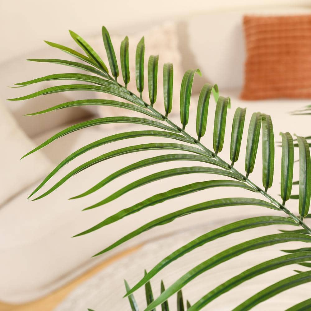 7 ft Green Artificial Palm Tree with Gray Round Planter