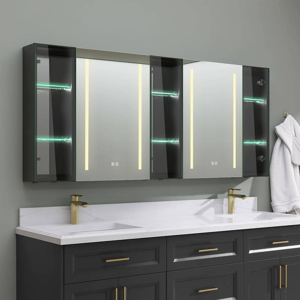 NTQ 70 in. W x 30 in. H Large Black Rectangular Aluminum Surface Mount ...