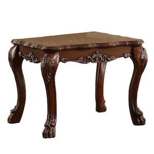Traditional 24.02 in. H Cherry Oak Brown Wooden End Table with Claw Feet
