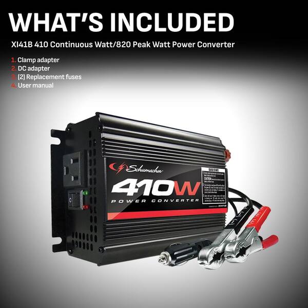 Schumacher Electric 410 Continuous Watts, 820 Peak Watts DC Schumacher Electric 410 Continuous Watts, 820 Peak Watts DC