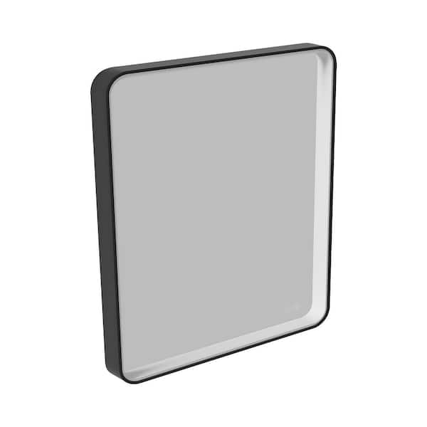 Jasmie 24 in. W x 32 in. H Black Lighted Rectangular Aluminum Medicine Cabinet with Mirror