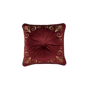 Bordeaux Crimson Polyester 18 in. Square Decorative Throw Pillow