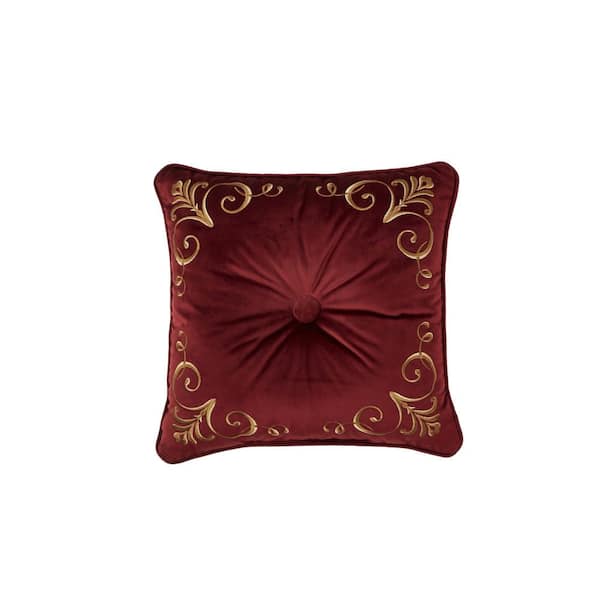 Bordeaux Crimson Polyester 18 in. Square Decorative Throw Pillow