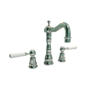 Deck Mounted Double Handle Mid Arc Bathroom Faucet With Drain Kit Included in Chrome