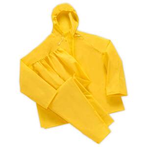 Premium Men's Large Yellow Waterproof 170T Polyester 3-Piece Rain