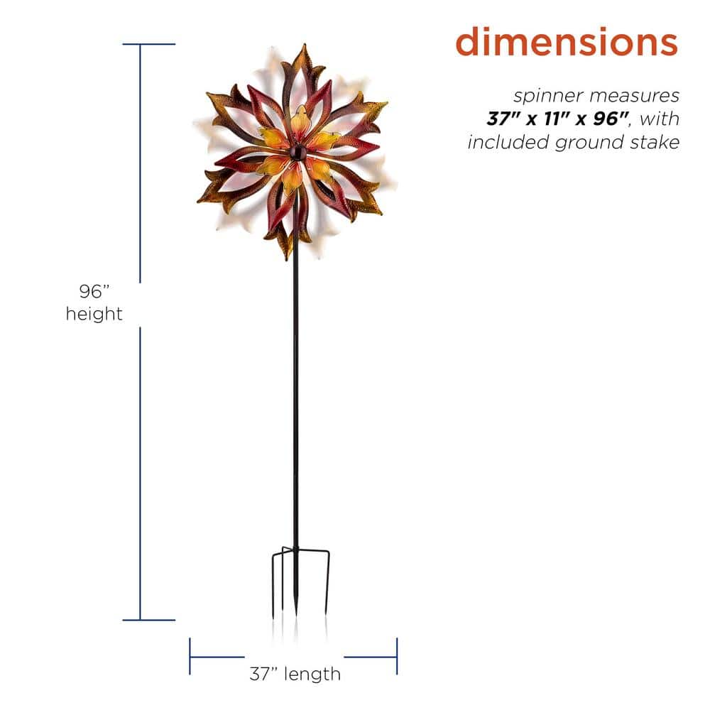 96" Brown Iron and Glass Dual Kinetic Garden Spinner