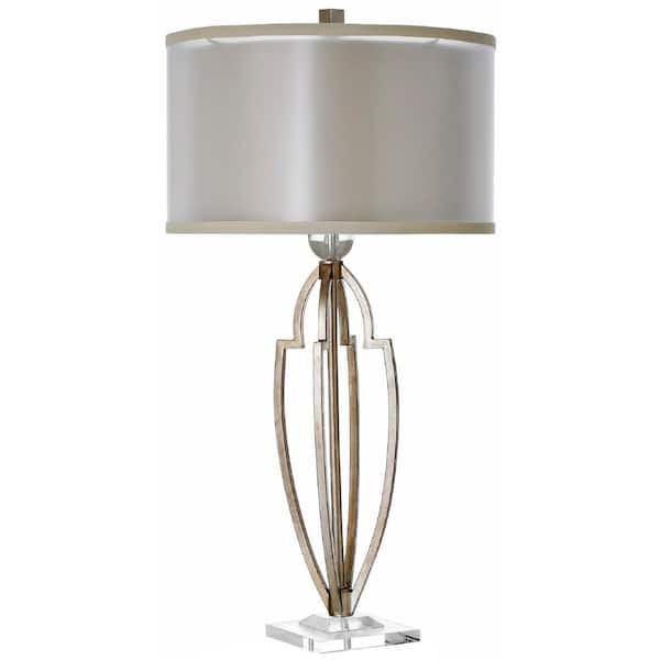 Decor Living Empire 33 in. Antique Brass Table Lamp with Double Shade