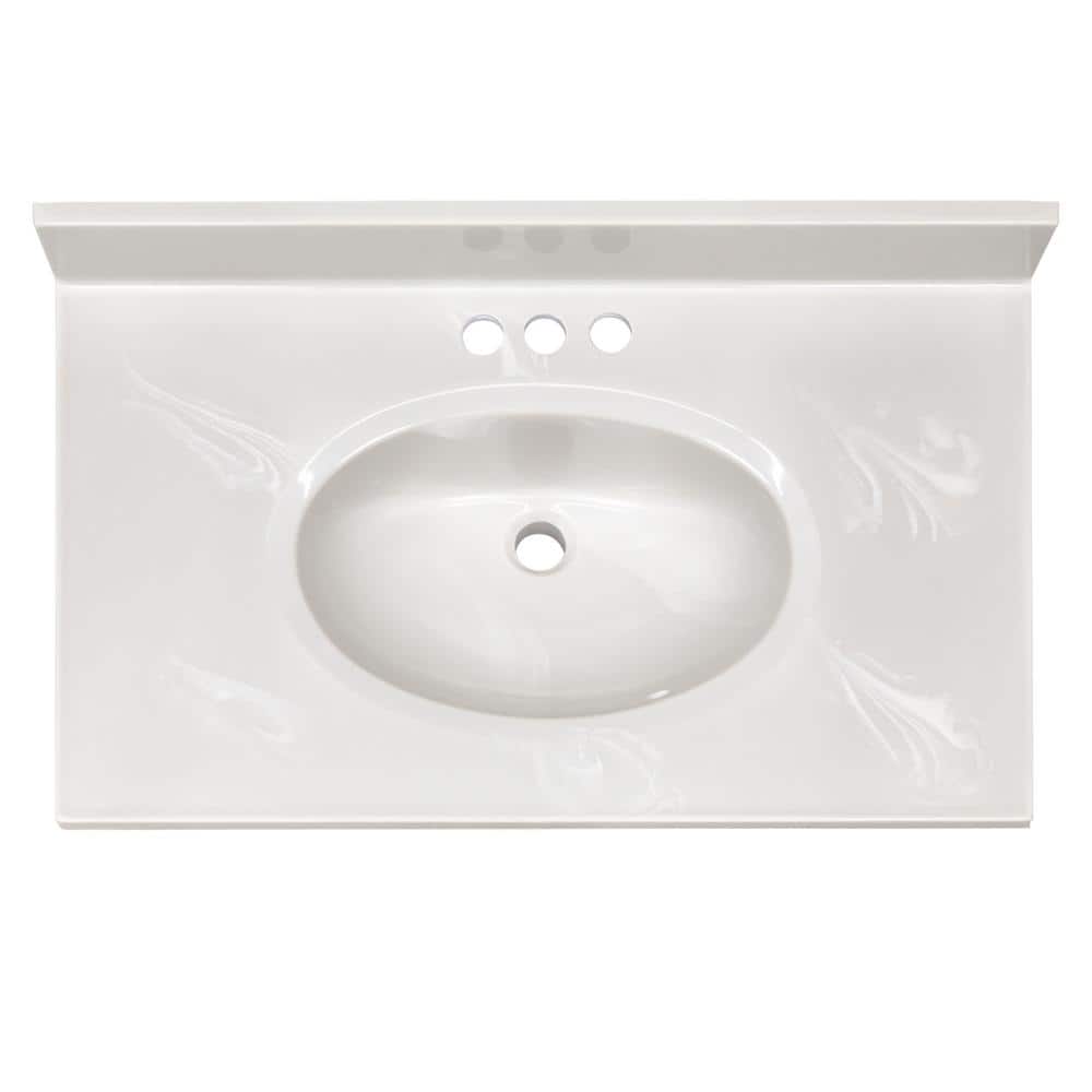 Ivory Swirl Cultured Marble Vanity Top with Backsplash, 31-Inch