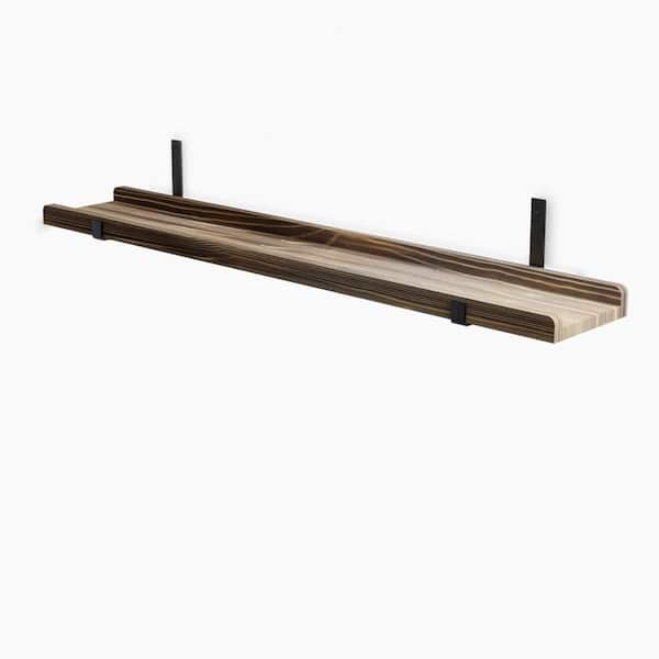 Unbranded 40 in. W x 6 in. D Carbonized Black Floating Shelves, Decorative Wall Shelf (Set of 2)
