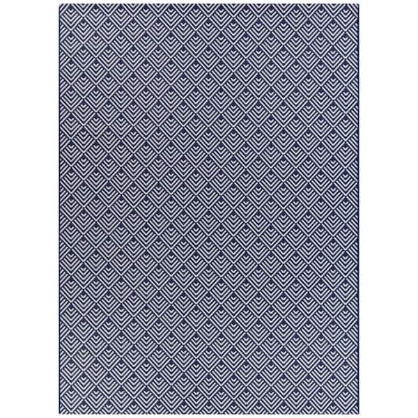 Janine Navy 5 ft. 3 in. x 7 ft. Chevron Indoor/Outdoor Area Rug