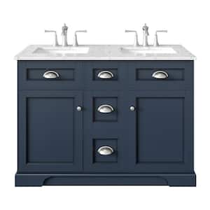 Epic 48 in. W x 22 in. D x 34 in. H Double Bathroom Vanity in Charcoal Gray with White Quartz Top with White Sinks