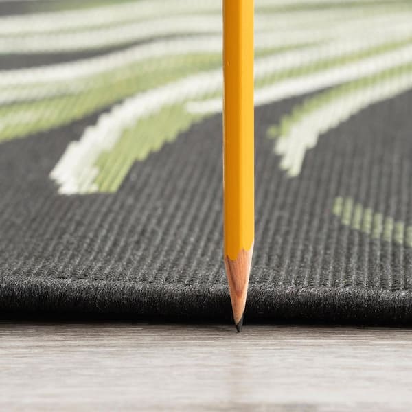 Stunning Black 8 ft. x 10 ft. Floral Indoor/Outdoor Area Rug