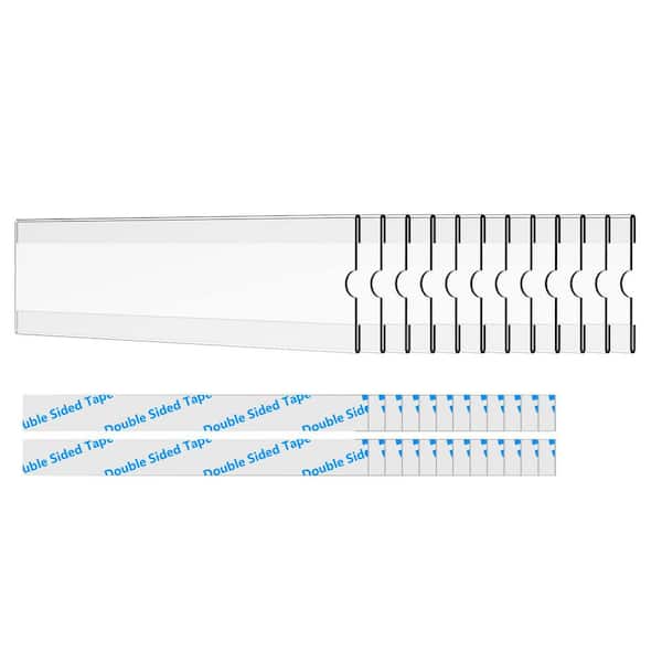 12 Pack Wall Mount Acrylic Nameplate Holder Transparent Reusable Name Tag Display with Double Sided Tape