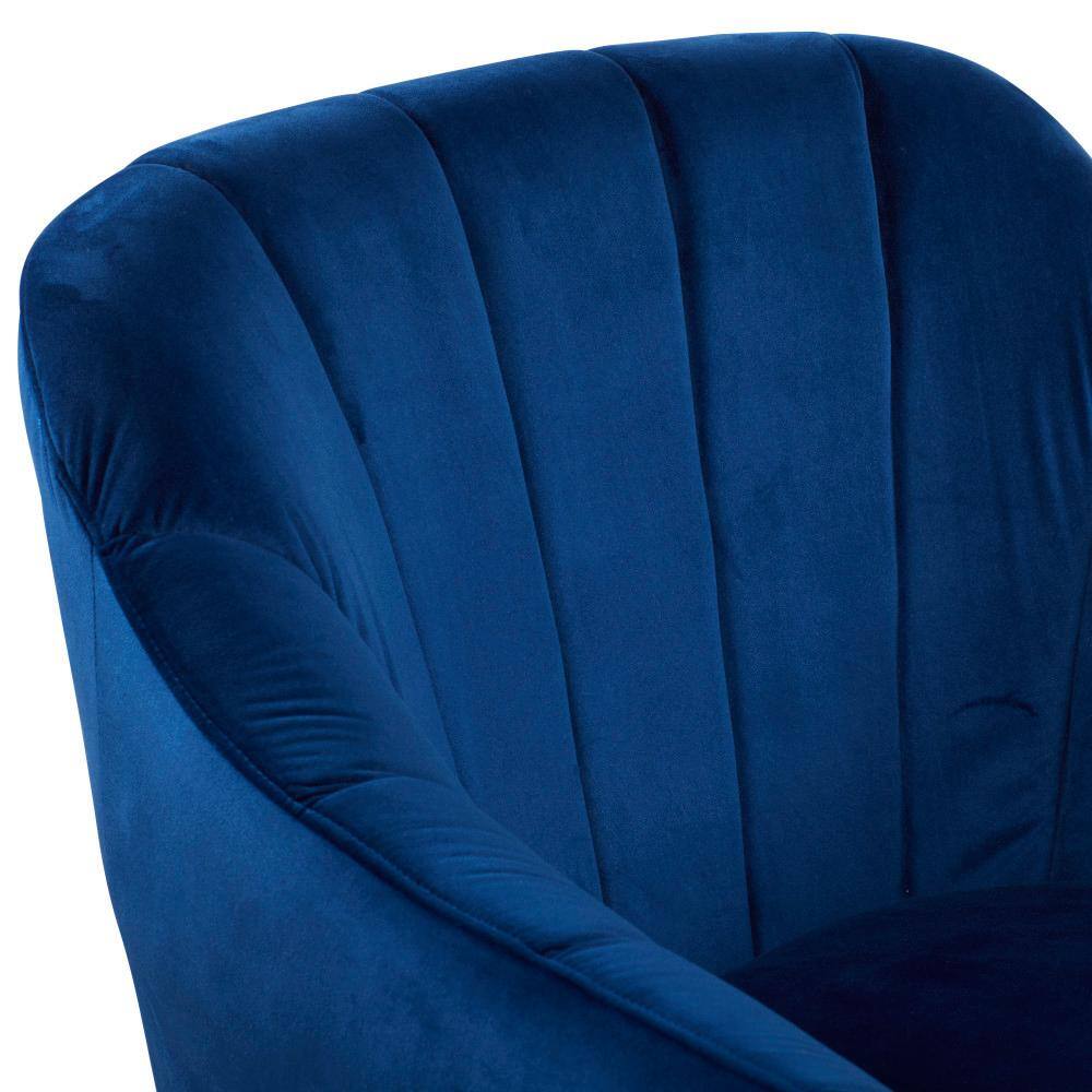 Elegant Blue Velvet 27" Wood Frame Accent Chair