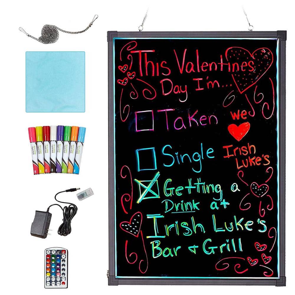 24" x 32" Black LED Illuminated Hanging Message Board