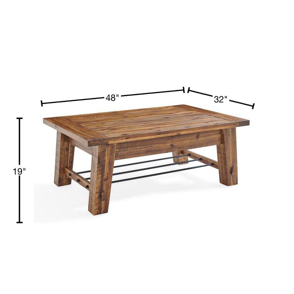 Durango 51'' Dark Brown Industrial Wood and Metal Coffee Table