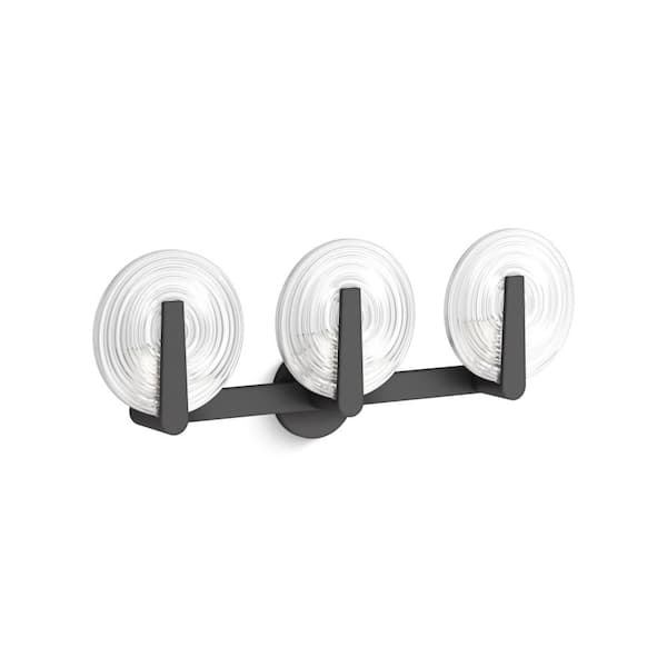 Hint 3-Light Matte Black Swirl Glass Wall Sconce