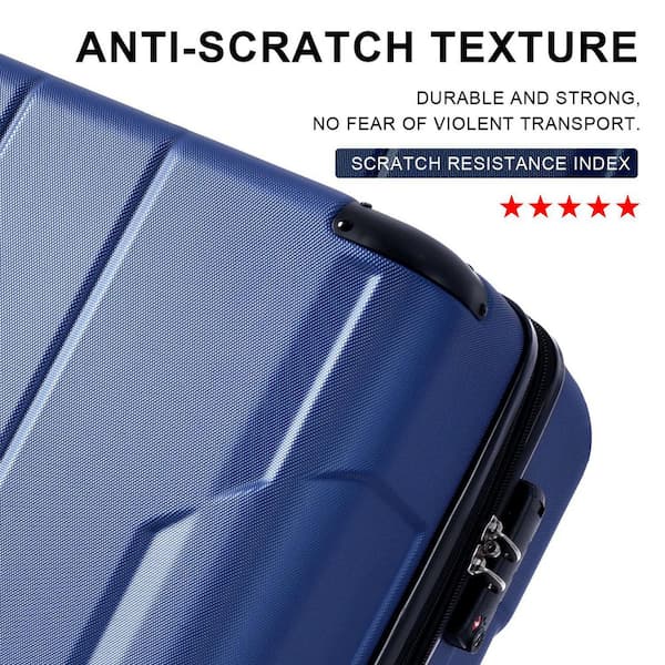 Merax 25.8 in. Blue ABS Hardside Luggage Double Spinner Suitcase