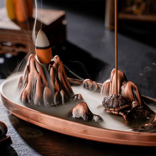 Afoxsos Metal Zinc Alloy Incense Waterfall Fountain Holder with