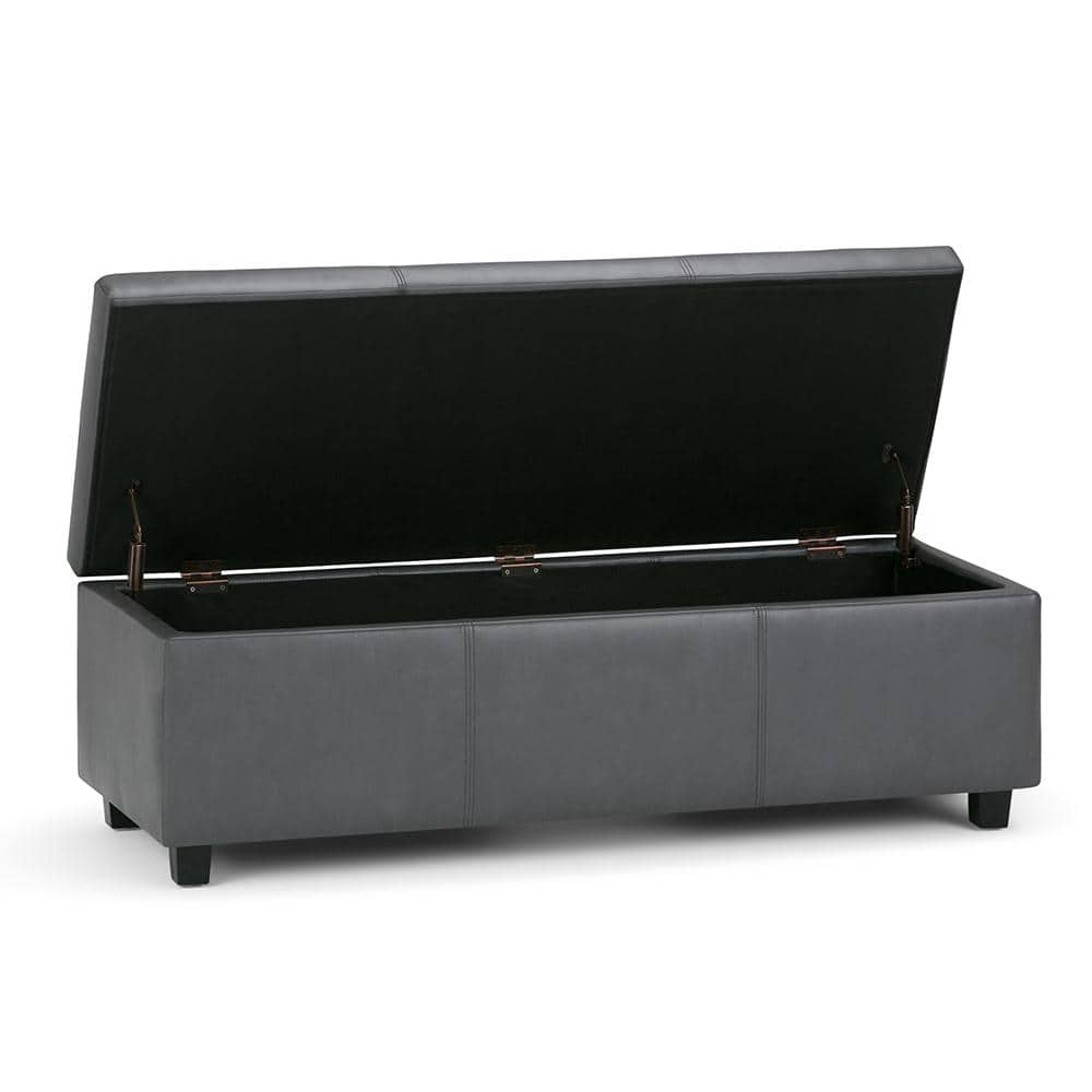 Stone Gray Contemporary Bench Ottoman with Inner Storage