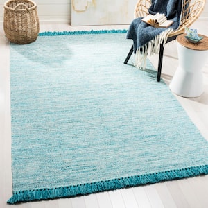 Montauk Turquoise 8 ft. x 10 ft. Border Solid Gradient Area Rug