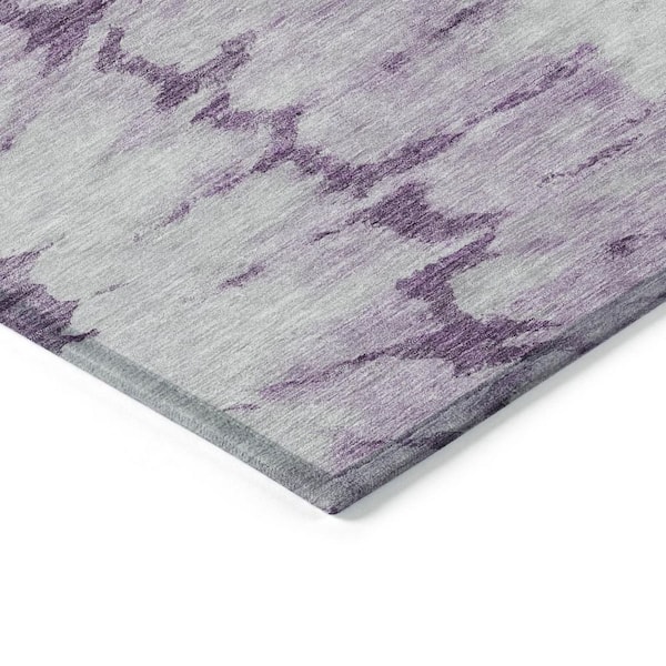 Purple, Lavender 3 ft. x 5 ft.  Woven Abstract Polyester Rectangle Indoor / Outdoor Area Rug