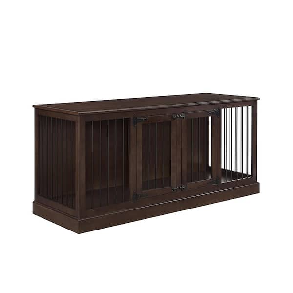 Winslow 64.5 in. Brown Rectangular Wood Top Console Table with Pet Storage