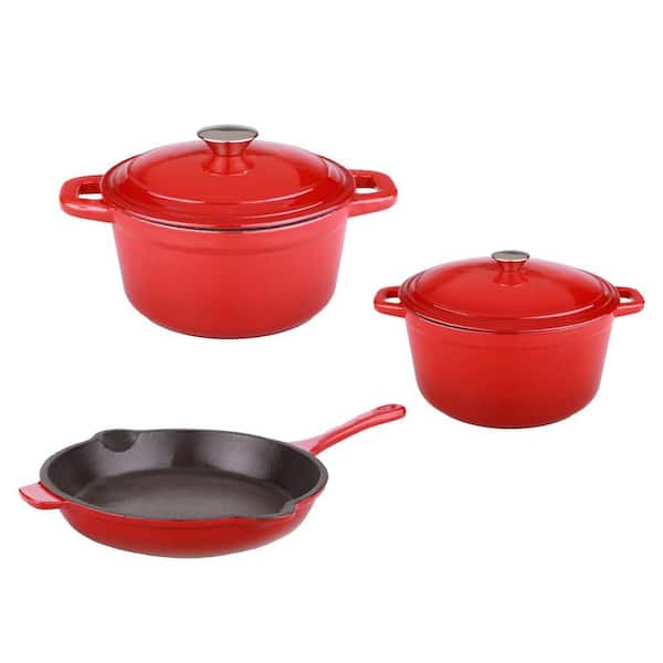 Neo 5-Piece Cast Iron Cookware Set in Red