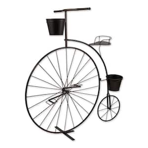 32 in. x 10 in. x 33.75 in. Old-Fashioned Iron Bicycle Plant Stand 3-Tier