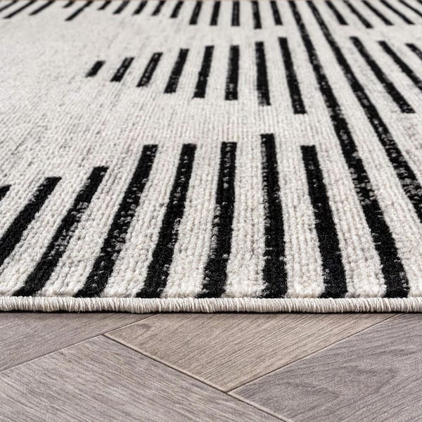 Modern Abstract Runner Rug for Living Room, Bedroom, or Entryway 2 ft. x 8 ft. Cream