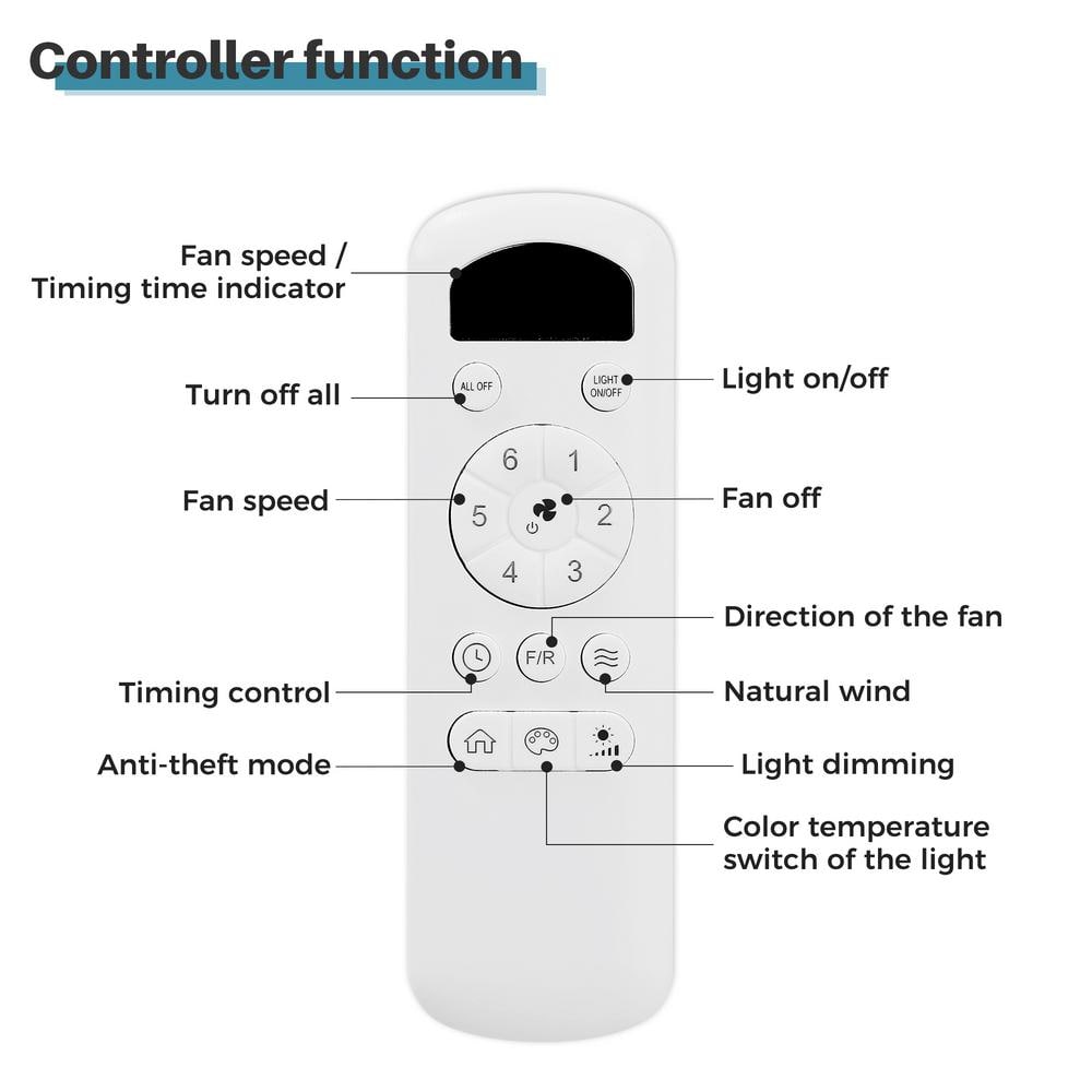 52" Black and Dark Wood-Grain Modern Ceiling Fan with Remote