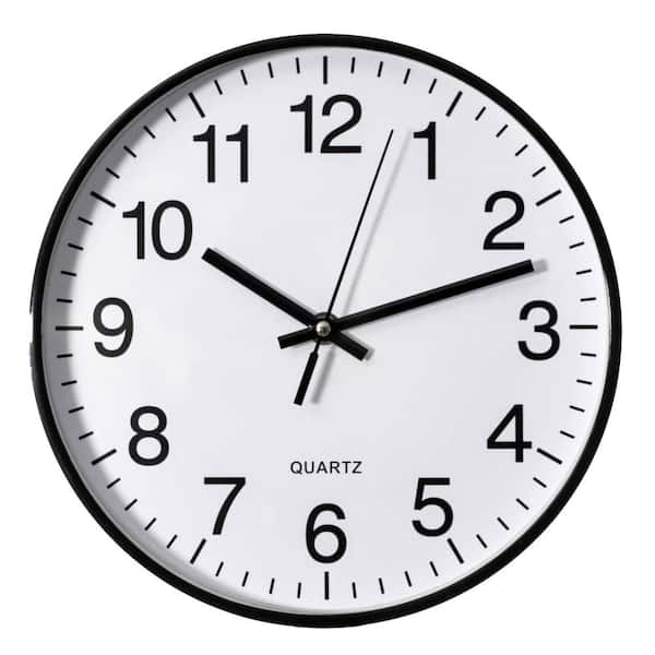 CLOCKWISE Black 10-In Analog Clock-Silent, Non-Ticking for Wall Battery-Operated, Perfect for Home Office, Farmhouse Kitchen