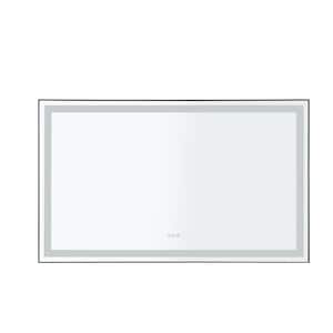 72 in. W x 48 in. H Large Rectangular Framed Dimmable LED Light Anti-Fog Wall Bathroom Vanity Mirror in Black