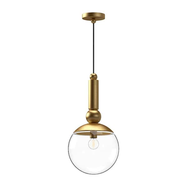 ALORA MOOD Delilah 10 in. 1 Light 60-Watt Brushed Gold/Clear Glass Pendant Light
