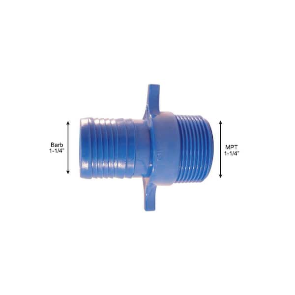 Apollo 1-1/4 in. Barb Insert Blue Twister Polypropylene x MPT