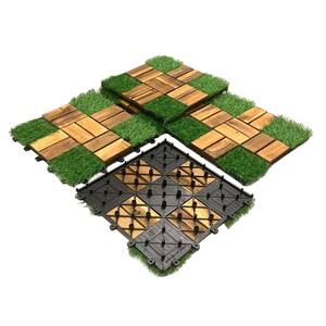 12 in. x 12 in. Acacia Wood Interlocking Flooring Tiles Grass Deck Tile Green 20 PINS (10-Pack)