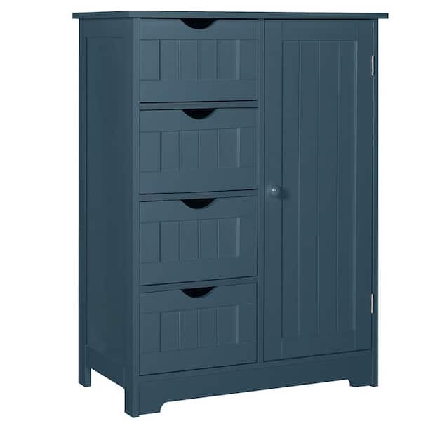 VEIKOUS Teal Blue Freestanding Linen Cabinet with Shelves and Drawers 23.6 in. W x 11.8 in. D x 31.6 in. H