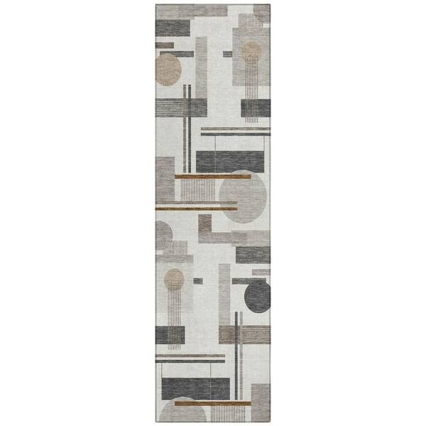 Chantille Machine Washable Indoor/Outdoor Abstract ACN2822 Ivory 2 ft. x 7 ft. Runner Rug