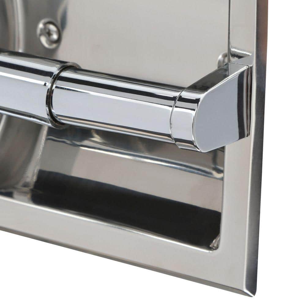 Chrome Commercial Recessed Toilet Paper Holder with Mounting Hardware
