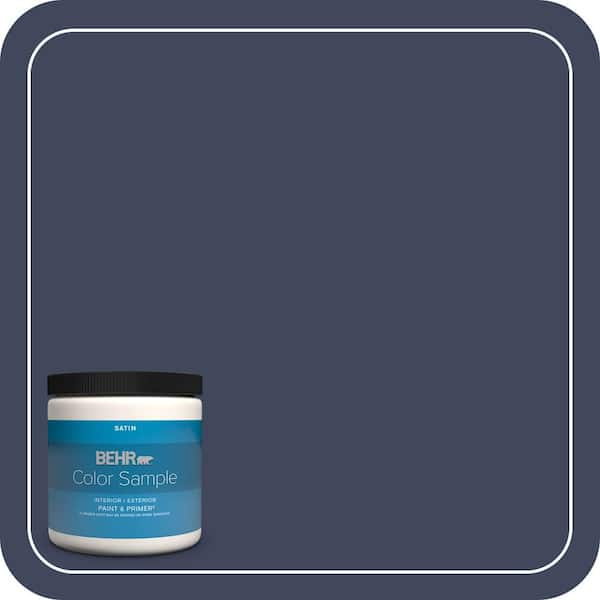 BEHR PREMIUM PLUS 8 oz. #S530-7 Dark Navy Satin Enamel Interior/Exterior Paint & Primer Color Sample