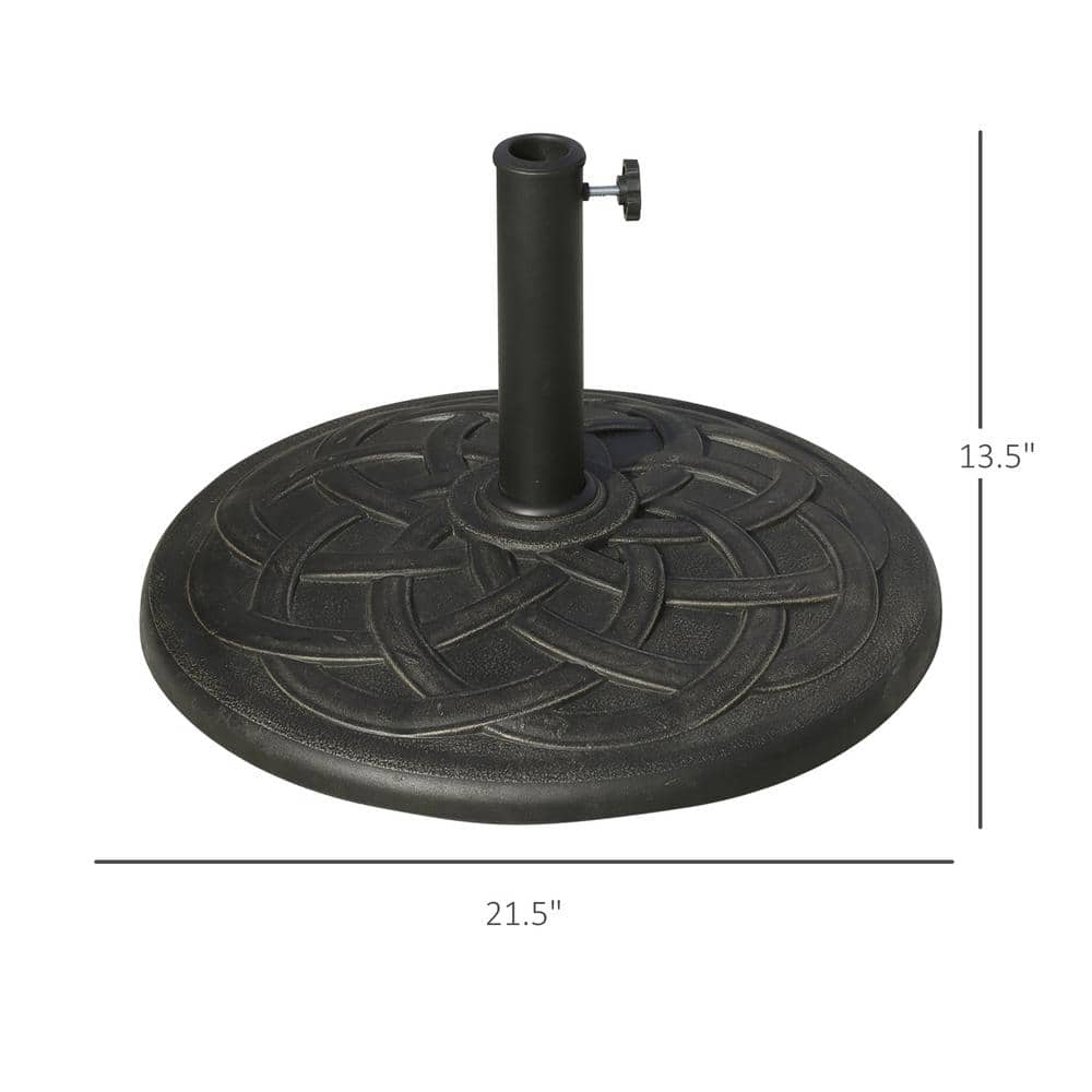 22" Bronze Round Resin Patio Umbrella Base Stand with Decorative Pattern