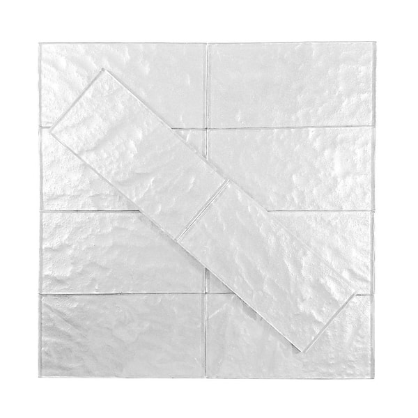 Metallics Silver 3 in. x 6 in. Textured Glass Subway Wall Tile (0.125 Sq. Ft./Each)