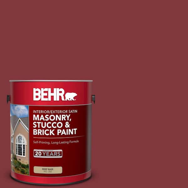 BEHR 1 gal. #S140-7 Deco Red Satin Interior/Exterior Masonry, Stucco and Brick Paint
