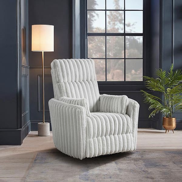 Lazzara Anaheim Gray Corduroy Fabric Manual Swivel Glider Recliner