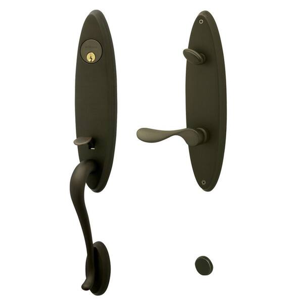 Schlage Venice Oil-Rubbed Bronze Right-Hand Handleset with Champagne Interior Lever-DISCONTINUED