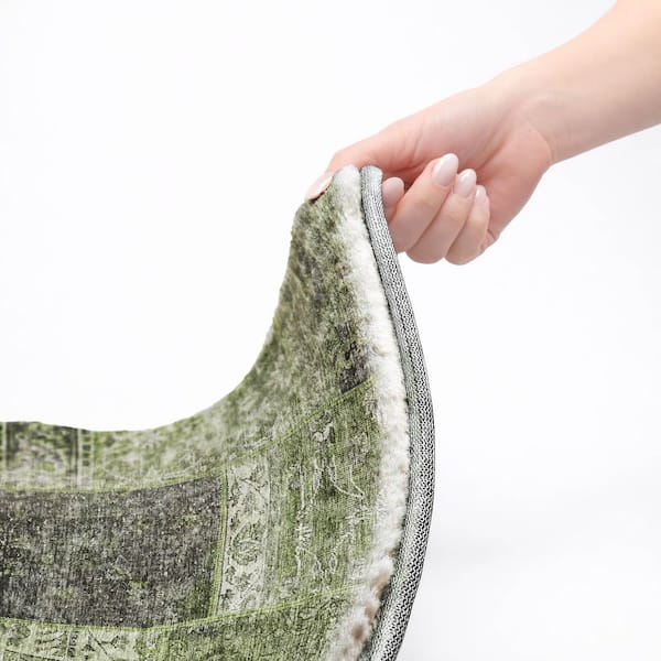 Dream Shag Premium Machine Washable Abstract ADS669 Olive 2 ft. x 7 ft. Runner Rug