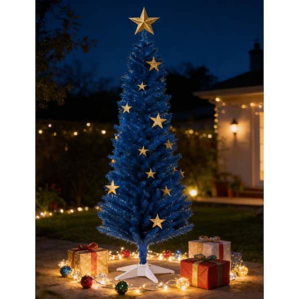 JUJABU 70.8 in. H Holiday Blue Artificial Christmas Tree with
