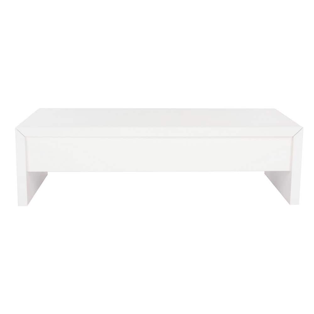 White Rectangular Wood Lift-Top Coffee Table with Storage